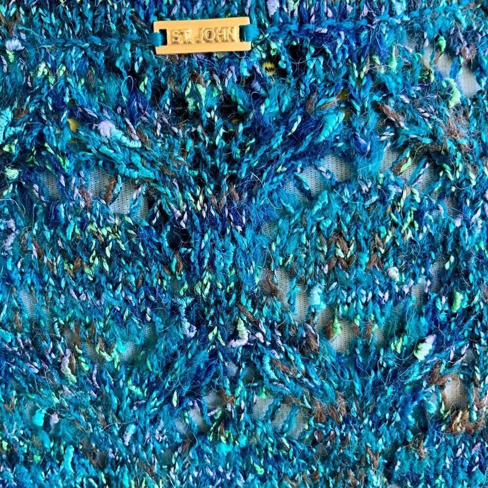 ST. JOHN LADIES COLORFUL MINGLED WOOL BLEND CARDIGAN SWEATER NWOT S - Picture 3 of 10